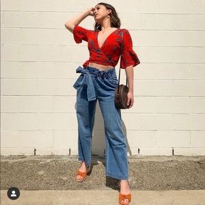 Denim wide-leg pants